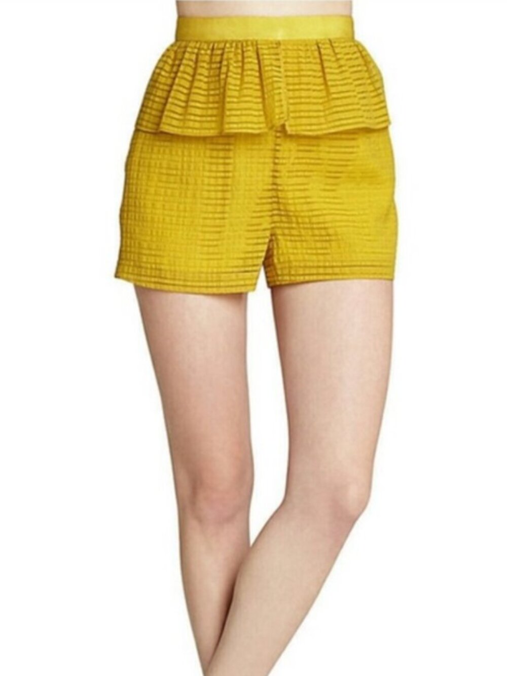 BCBGeneration Ruffle Peplum High Waist Shorts Avocado Green 0